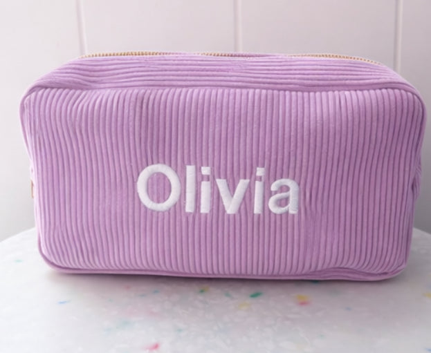 Personalised Corduroy Makeup Bag/ Pencil Case