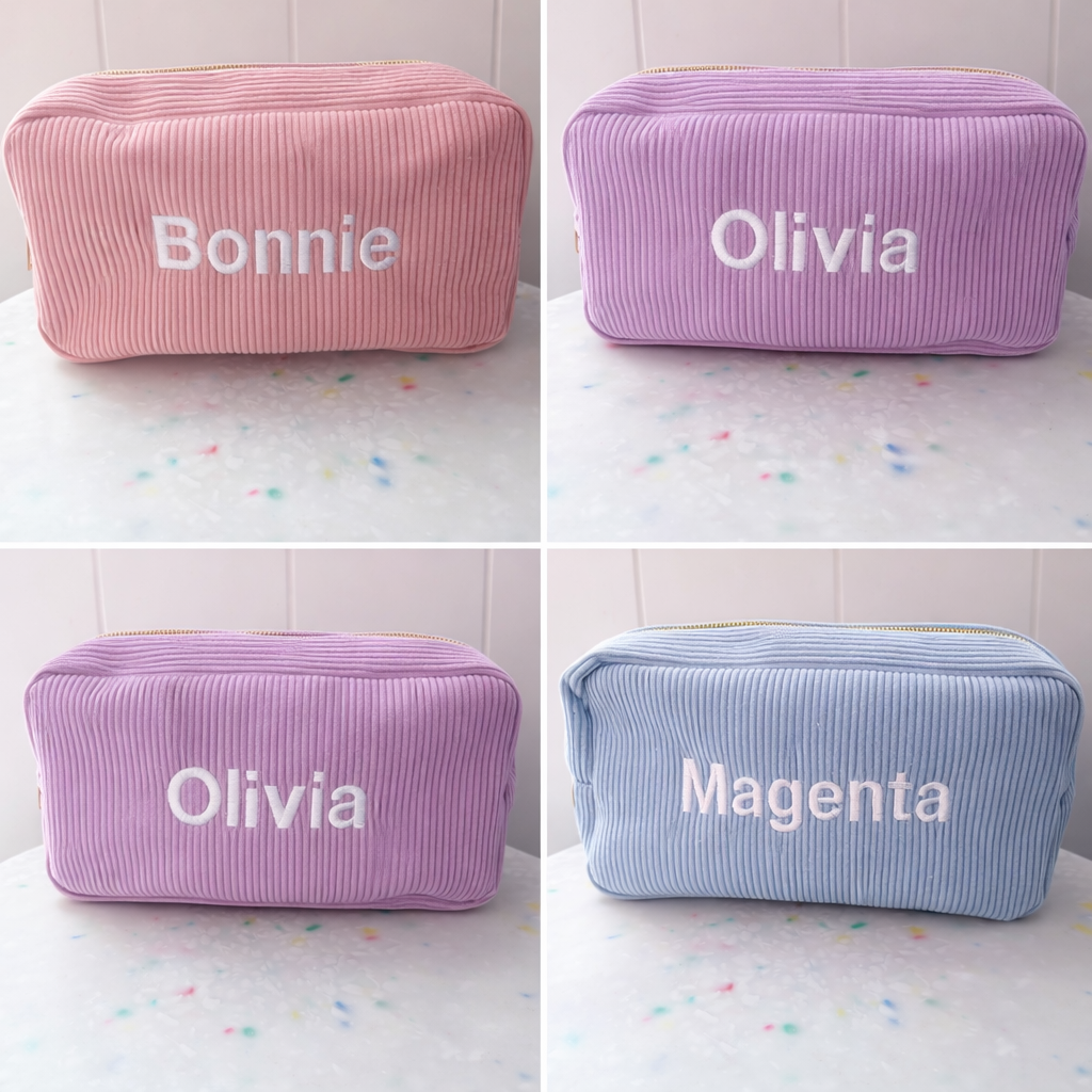 Personalised Corduroy Makeup Bag/ Pencil Case
