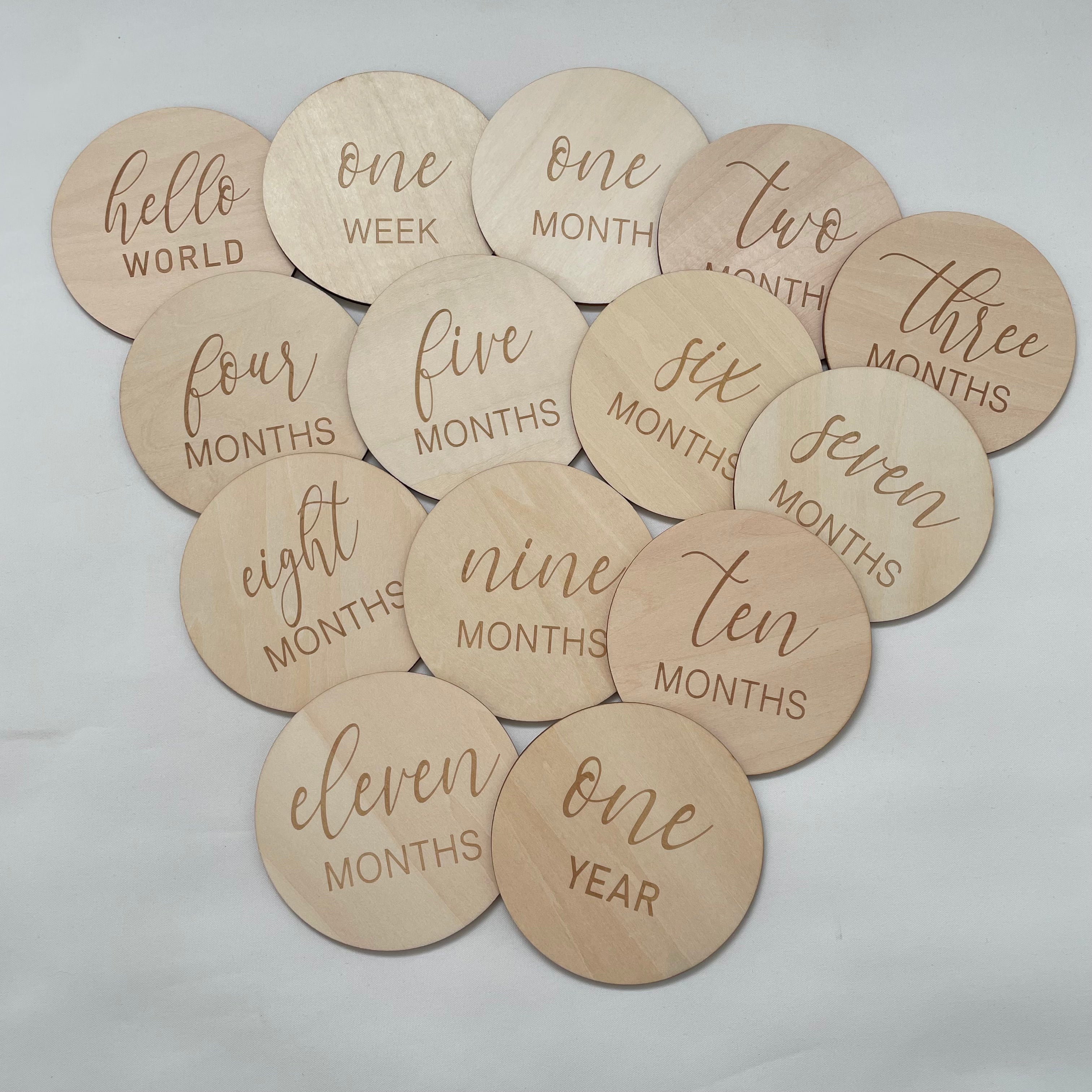 Wooden Milestone Disc Set Month