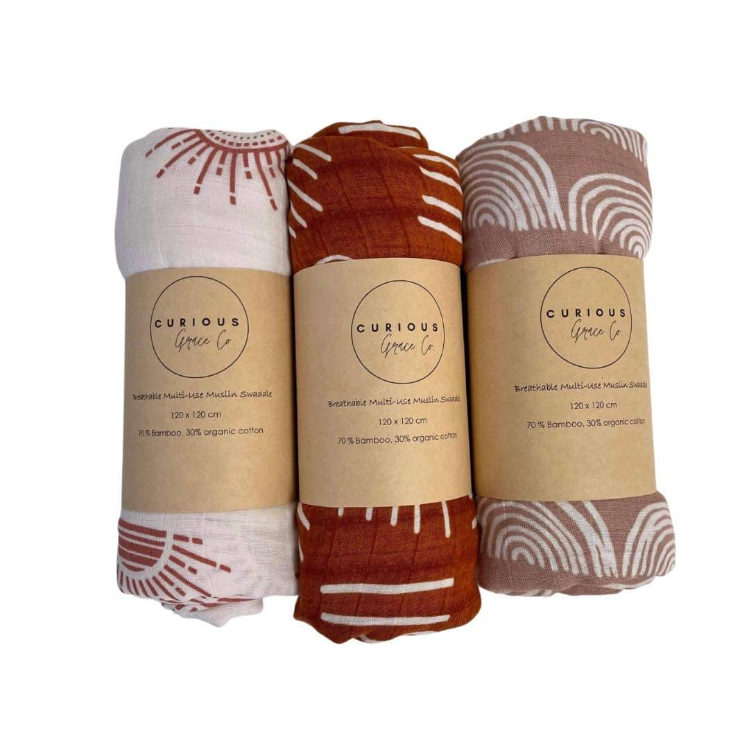 Cotton/ Bamboo Muslin Wrap: Over the Rainbow (BLUSH)