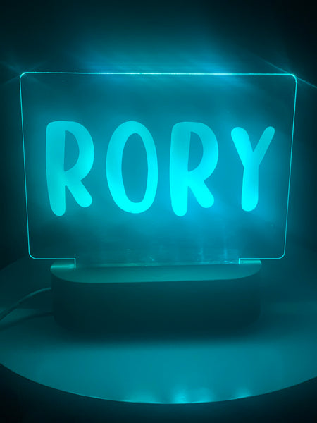 Personalised Night Light - Rectangle Name Acrylic Top