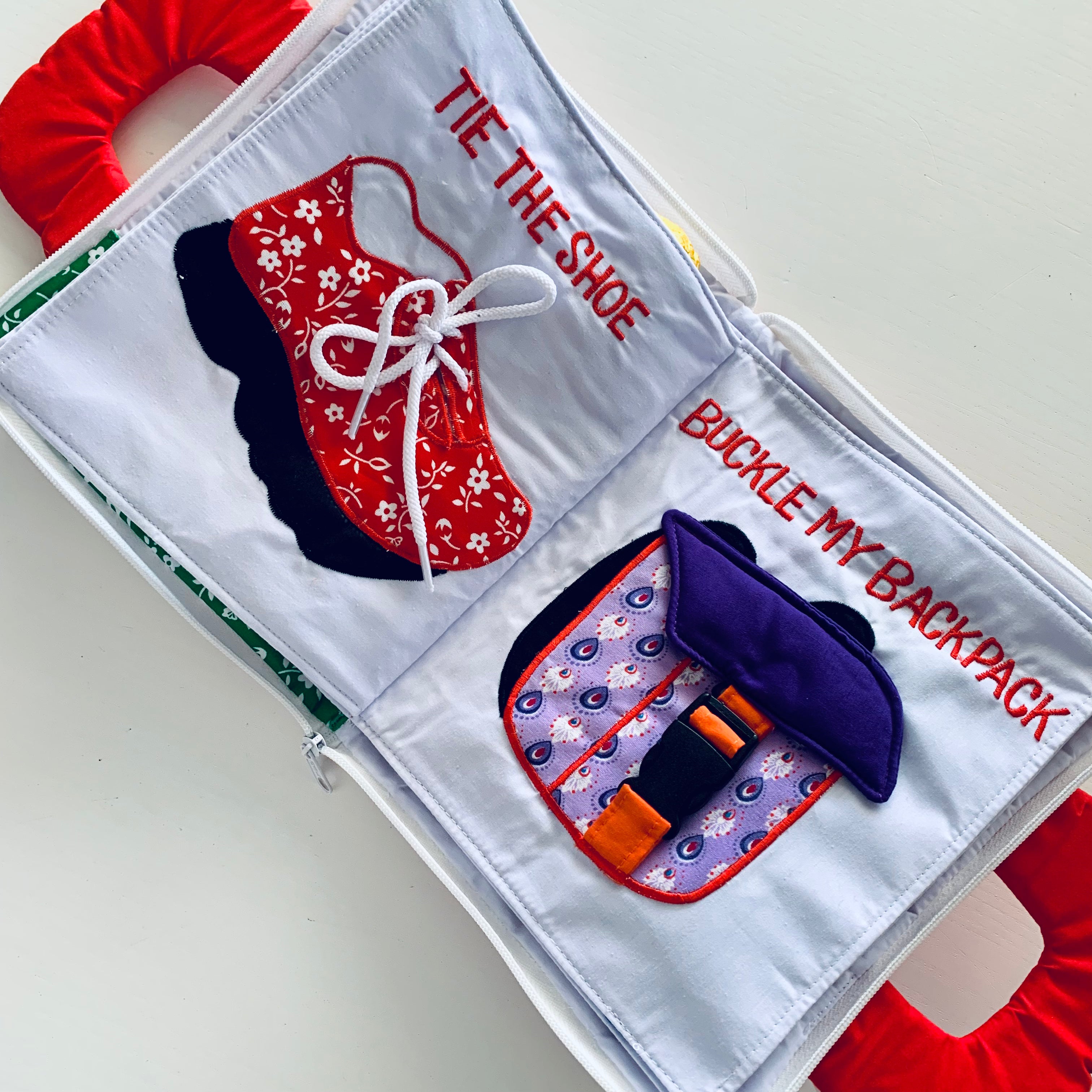 Cloth Activity Book - Quiet Book Red Stripe