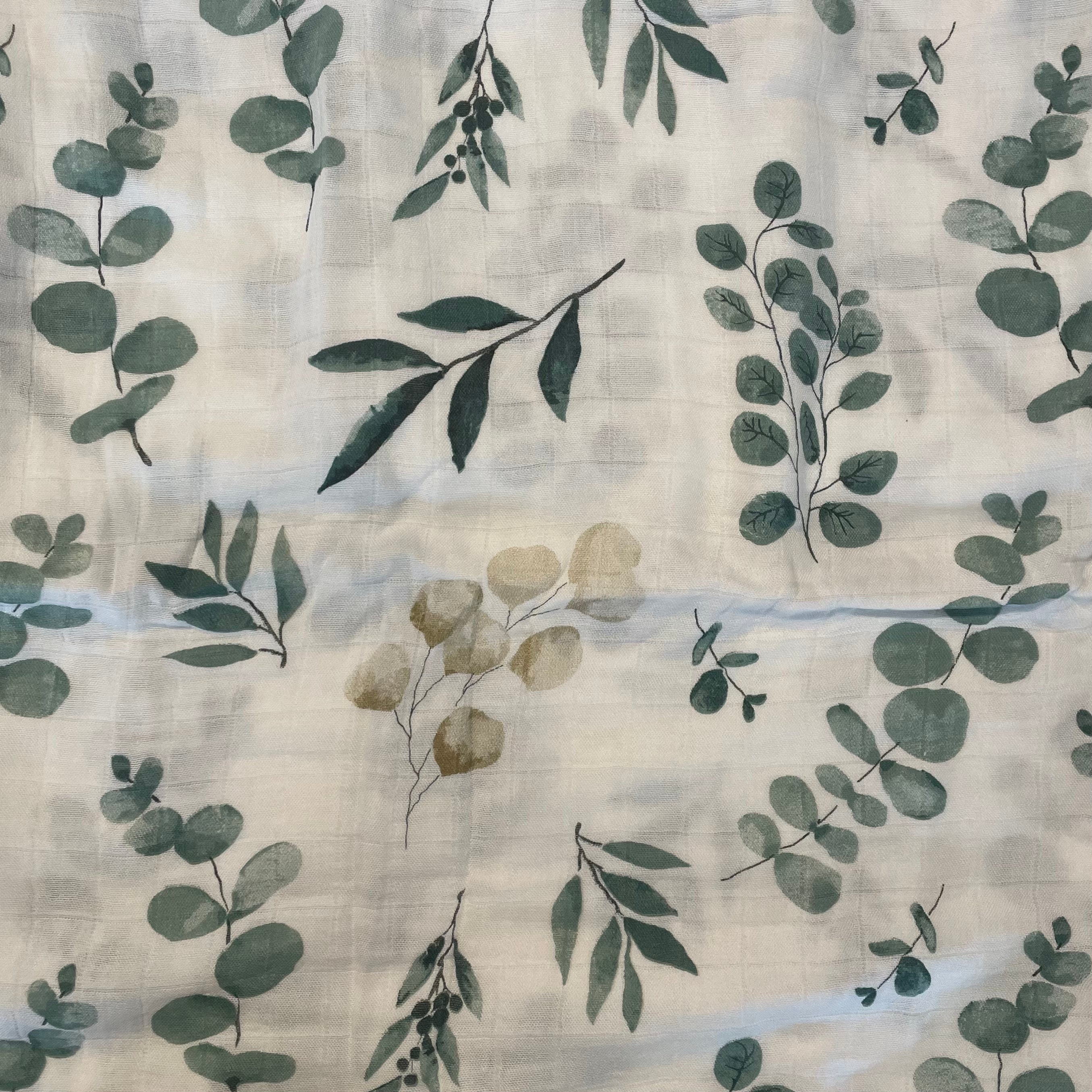 Cotton/ Bamboo Muslin Wrap: Eucalyptus Leaf