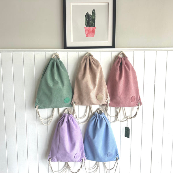 Corduroy Drawstring bag (with personalised option)