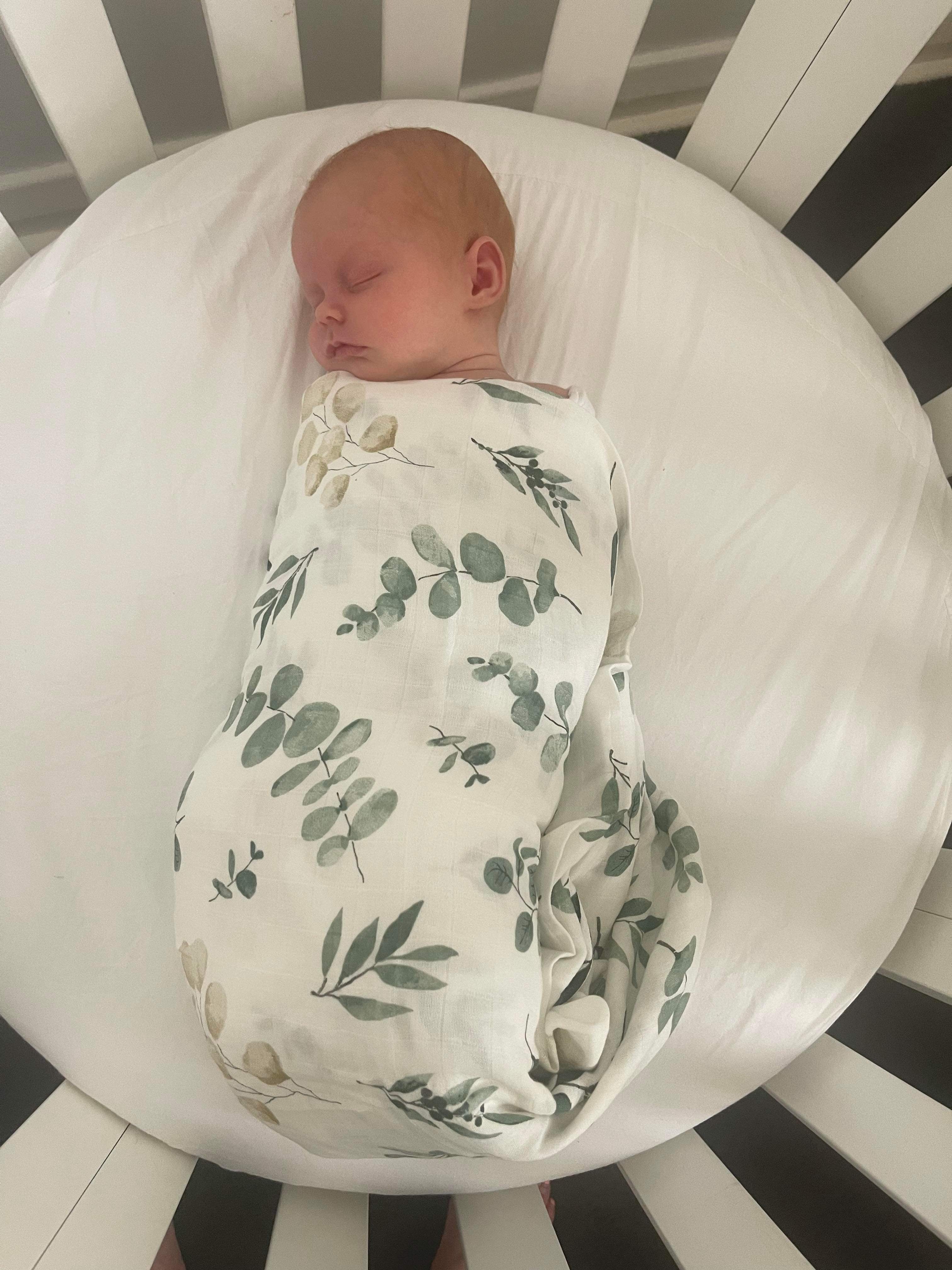 Cotton/ Bamboo Muslin Wrap: Eucalyptus Leaf