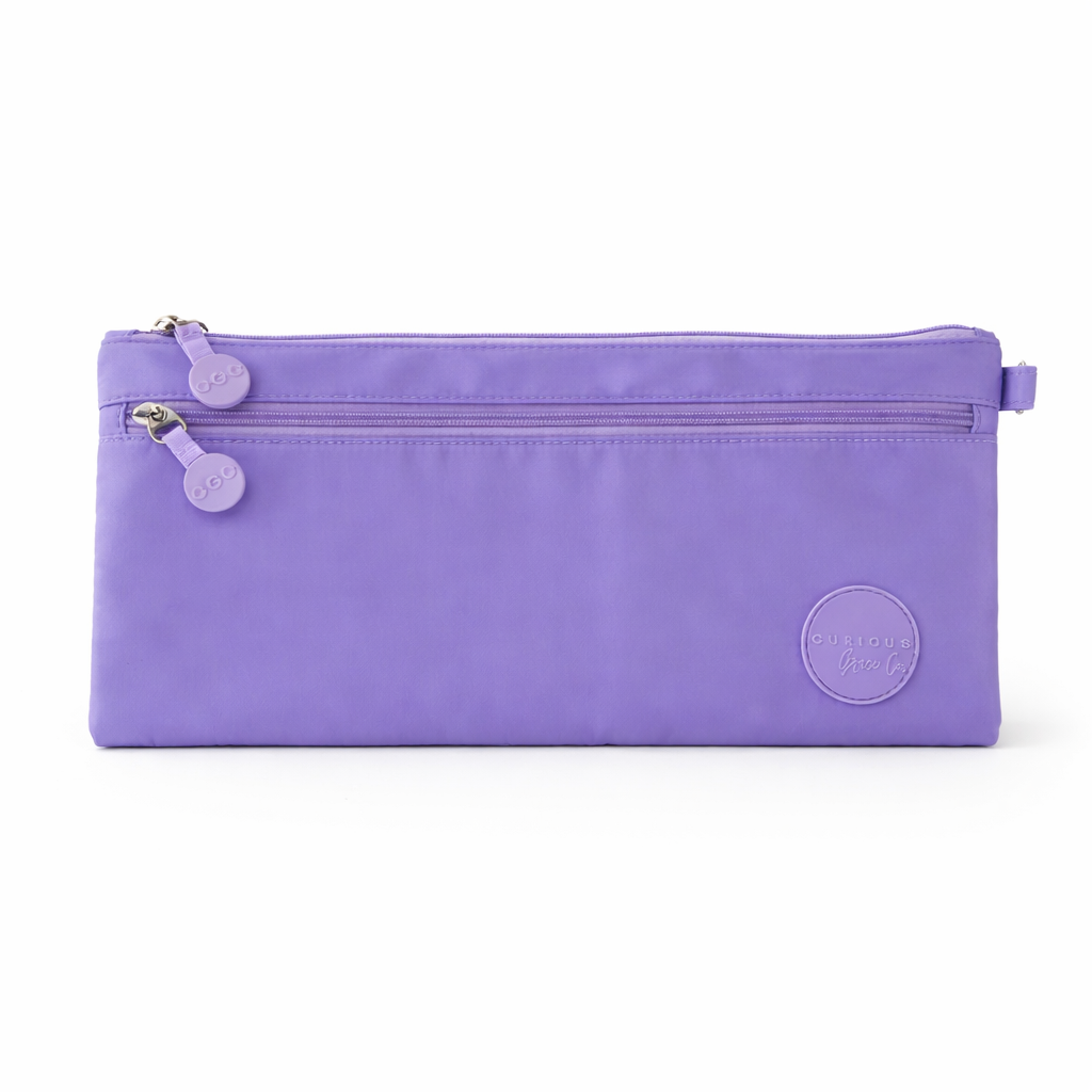 Personalised purple double zip pencil case for kids