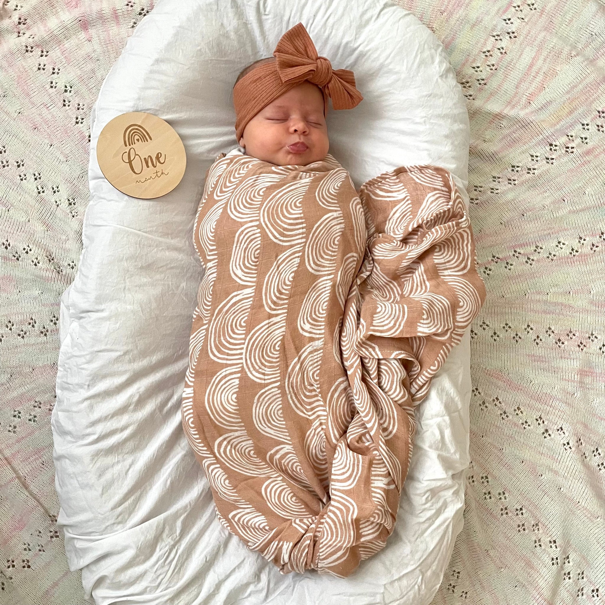 Cotton/ Bamboo Swaddle: Over the Rainbow (BLUSH)