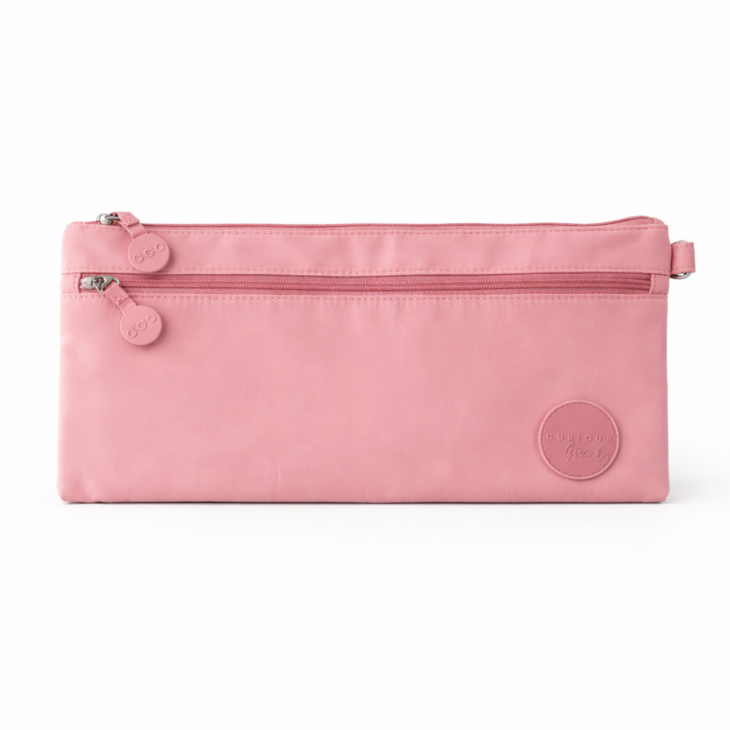 Personalised pink school pencil case with embroidered name