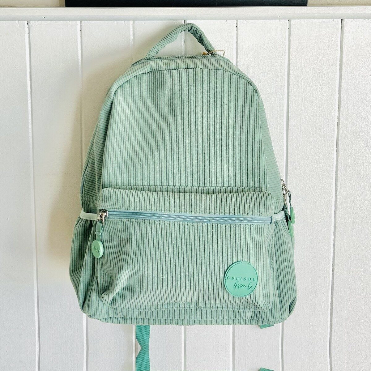 Corduroy backpack ready to be personalised