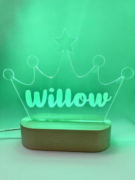 Personalised Night Light - Crown Acrylic Top