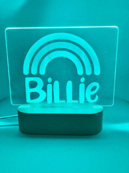 Personalised Night Light - Rectangle with Rainbow Acrylic Top